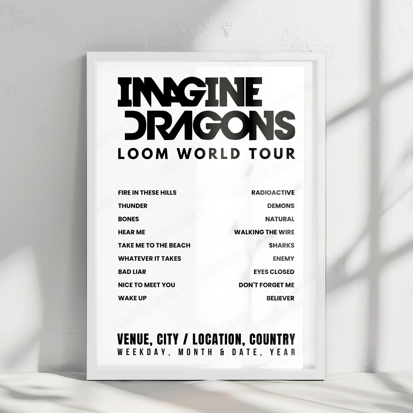 Imagine Dragons Setlist Poster - Letzigrund Stadion, Zurich - May 29th, 2025