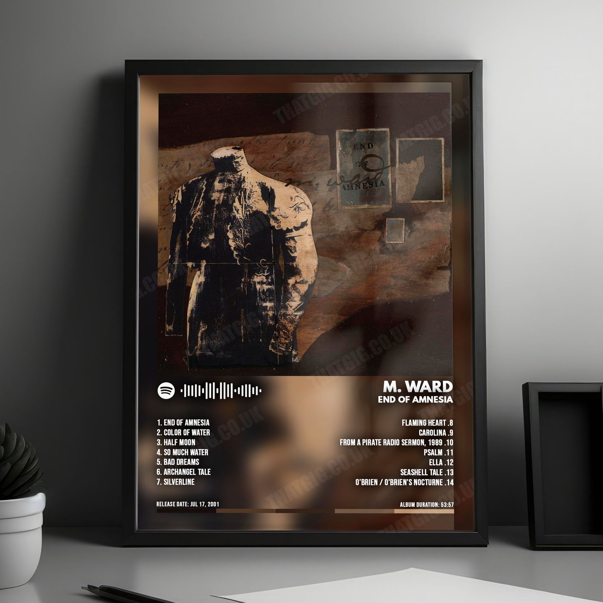 M. Ward "End of Amnesia" Album Cover Poster - with Complete Tracklist