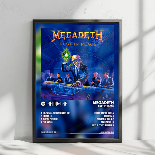 Megadeth "Rust in Peace " Album Cover Poster - with Complete Tracklist