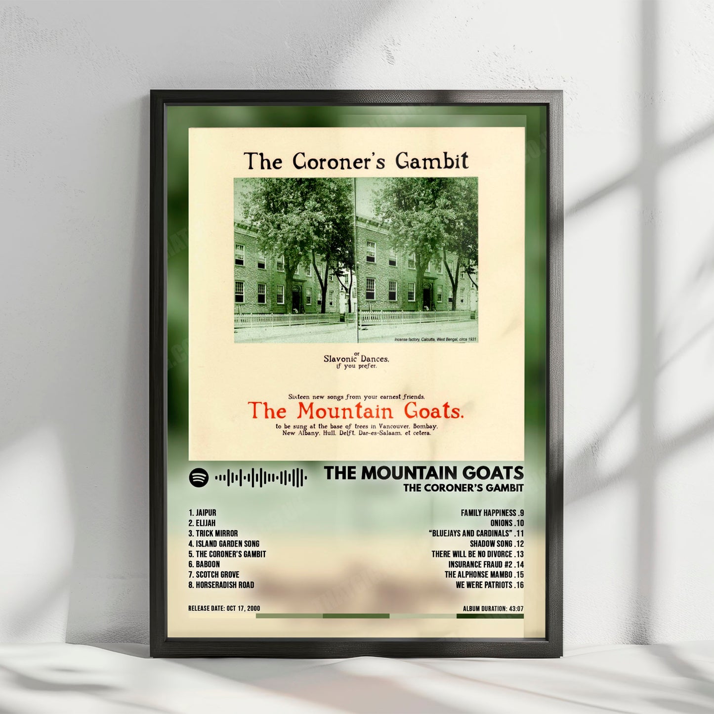 Mountain Goats "The Coroner's Gambit" Album Cover Poster - with Complete Tracklist