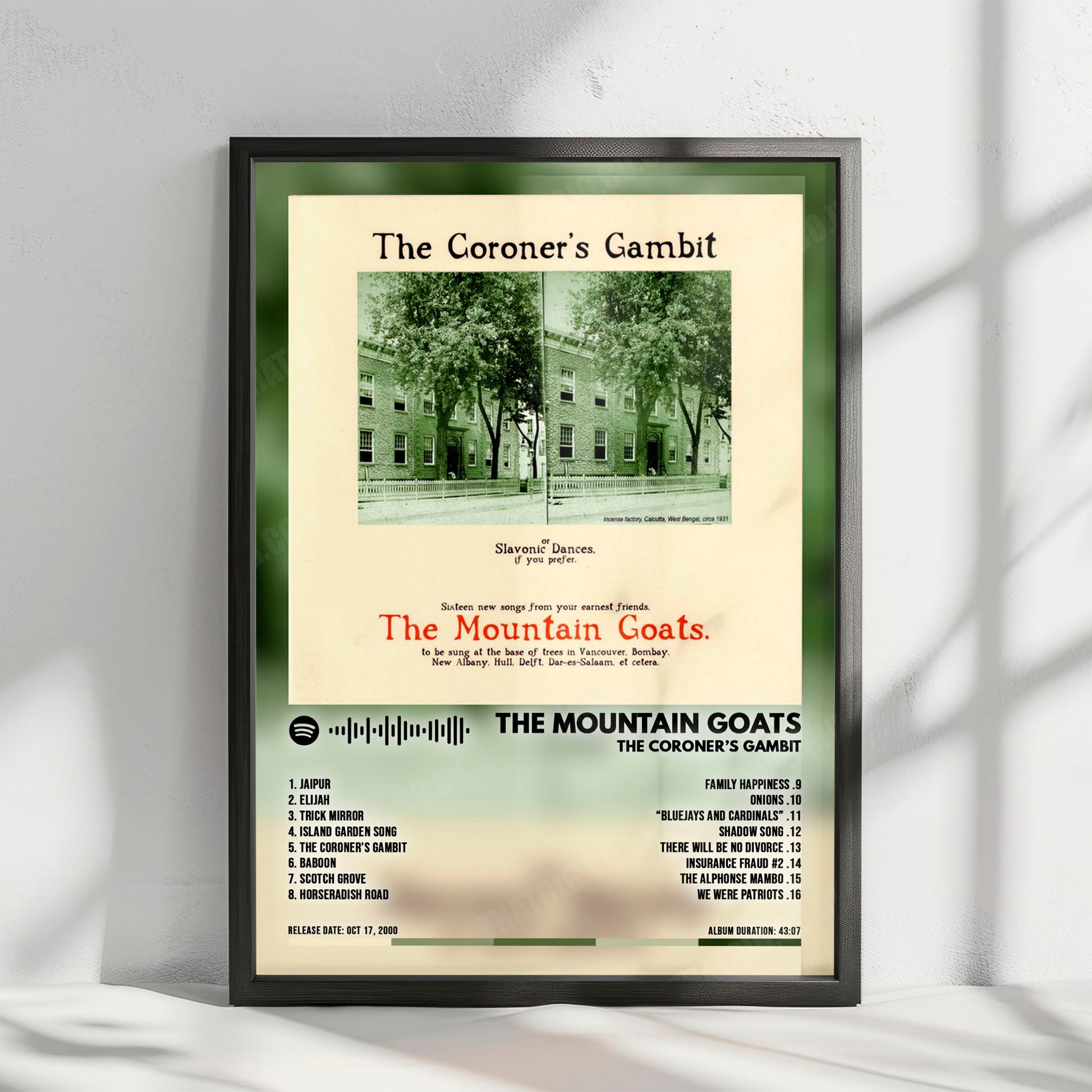 Mountain Goats "The Coroner's Gambit" Album Cover Poster - with Complete Tracklist