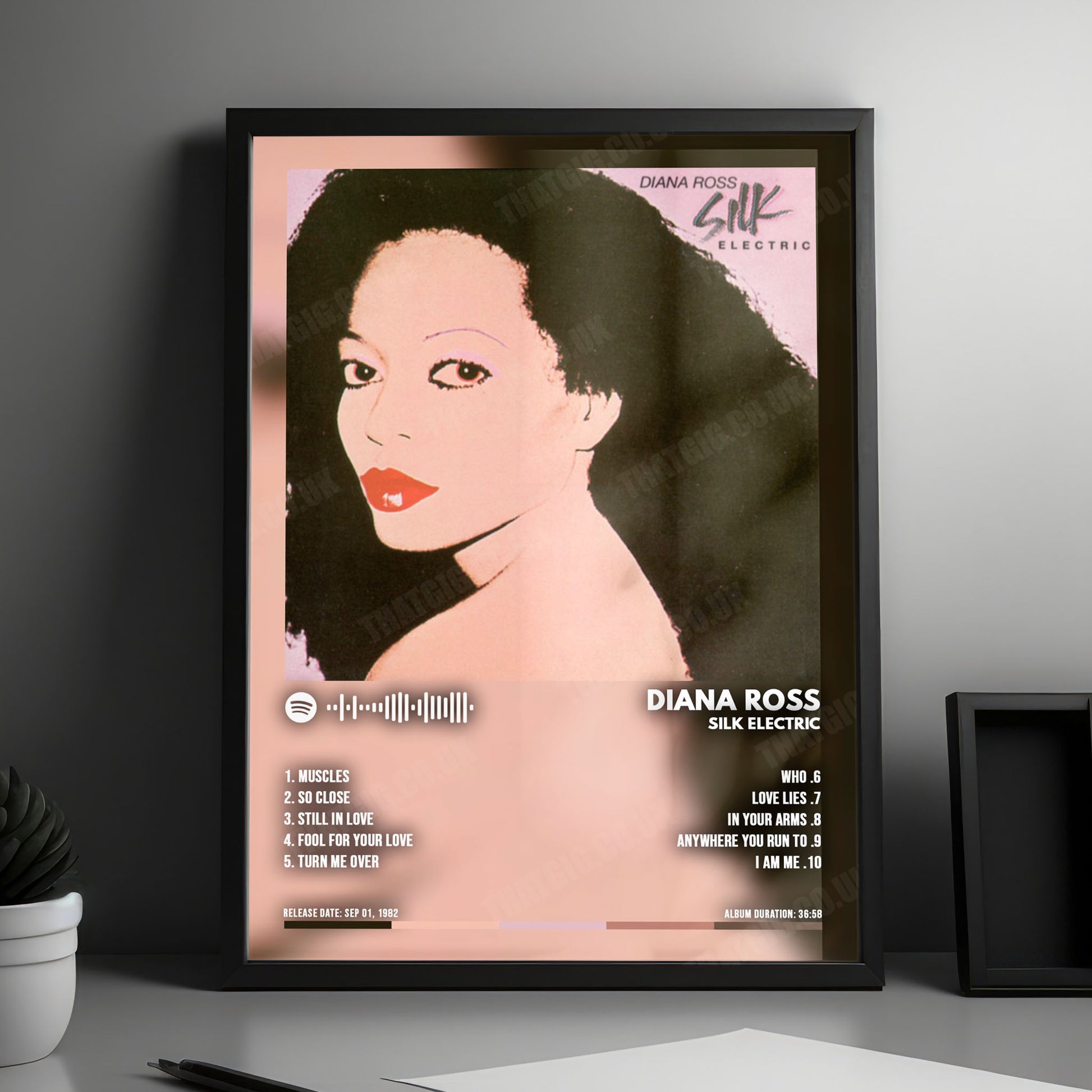 Diana Ross "Silk Electric" Album Cover Poster - with Complete Tracklist