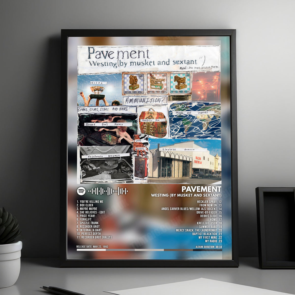 Pavement "Westing (By Musket And Sextant)" Album Cover Poster - with Complete Tracklist