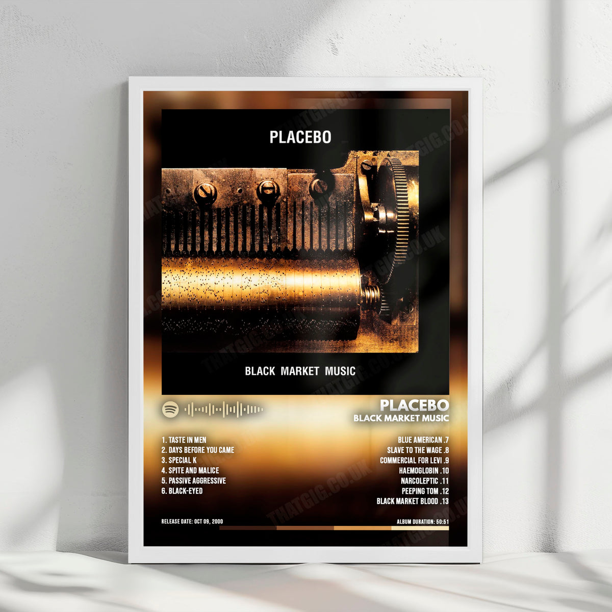 Placebo "Black Market Music" Album Cover Poster - with Complete Tracklist