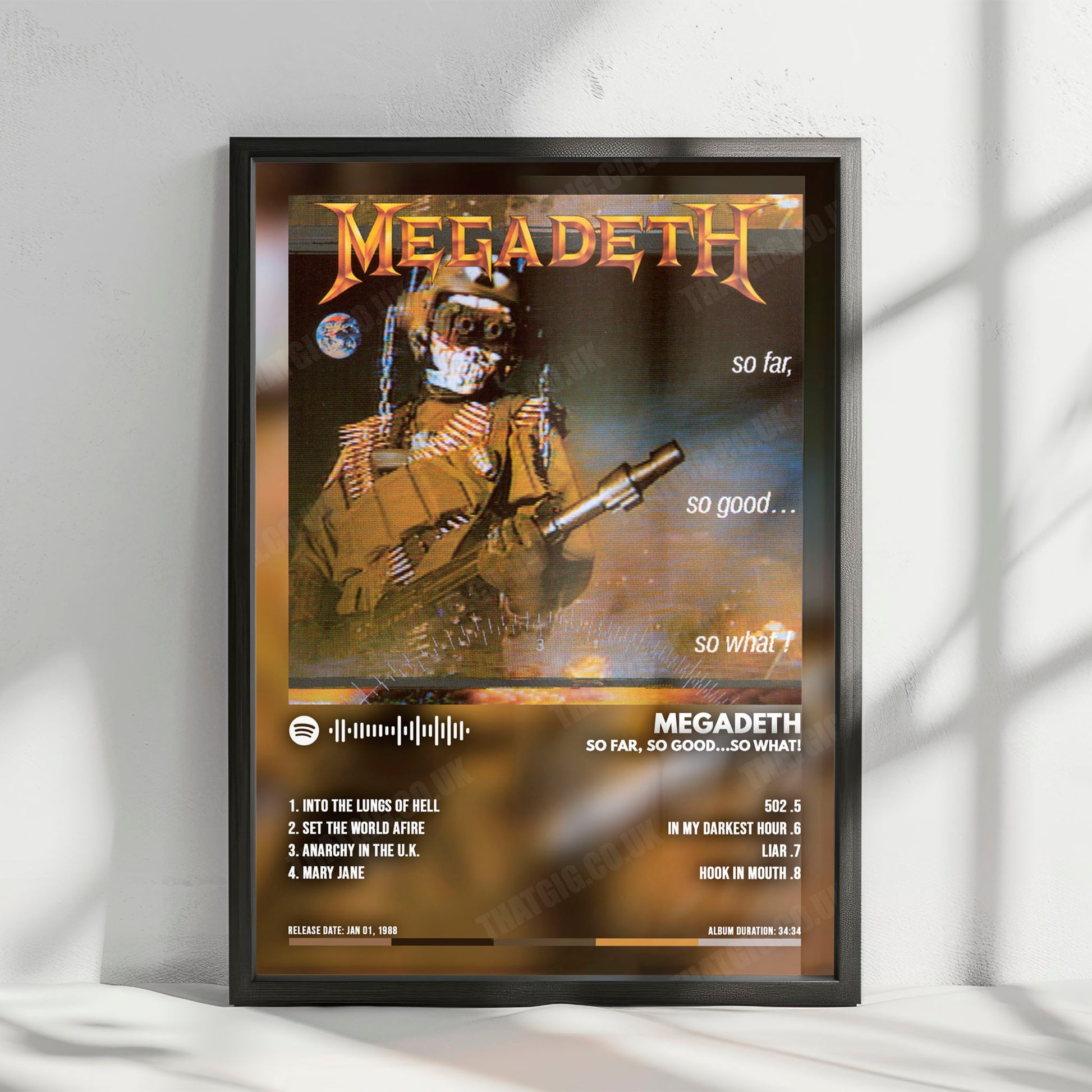 Megadeth "So Far, So Good...So What!" Album Cover Poster - with Complete Tracklist