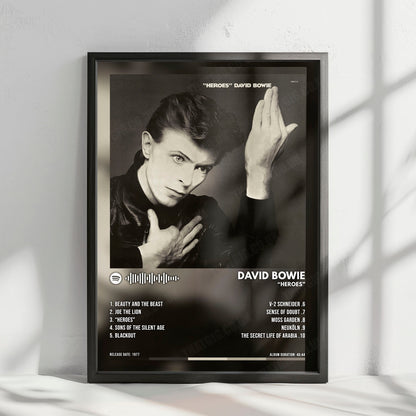 David Bowie "Heroes" Album Cover Poster - with Complete Tracklist