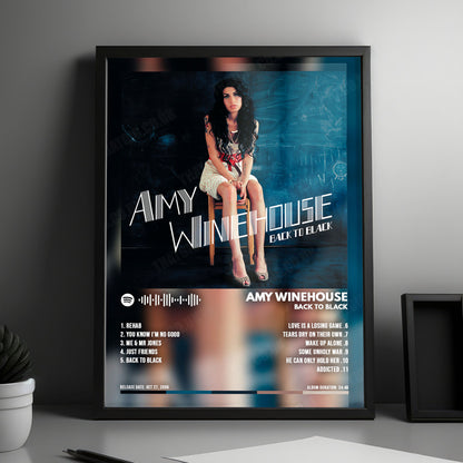 Amy Winehouse "Back to Black " Album Cover Poster - with Complete Tracklist