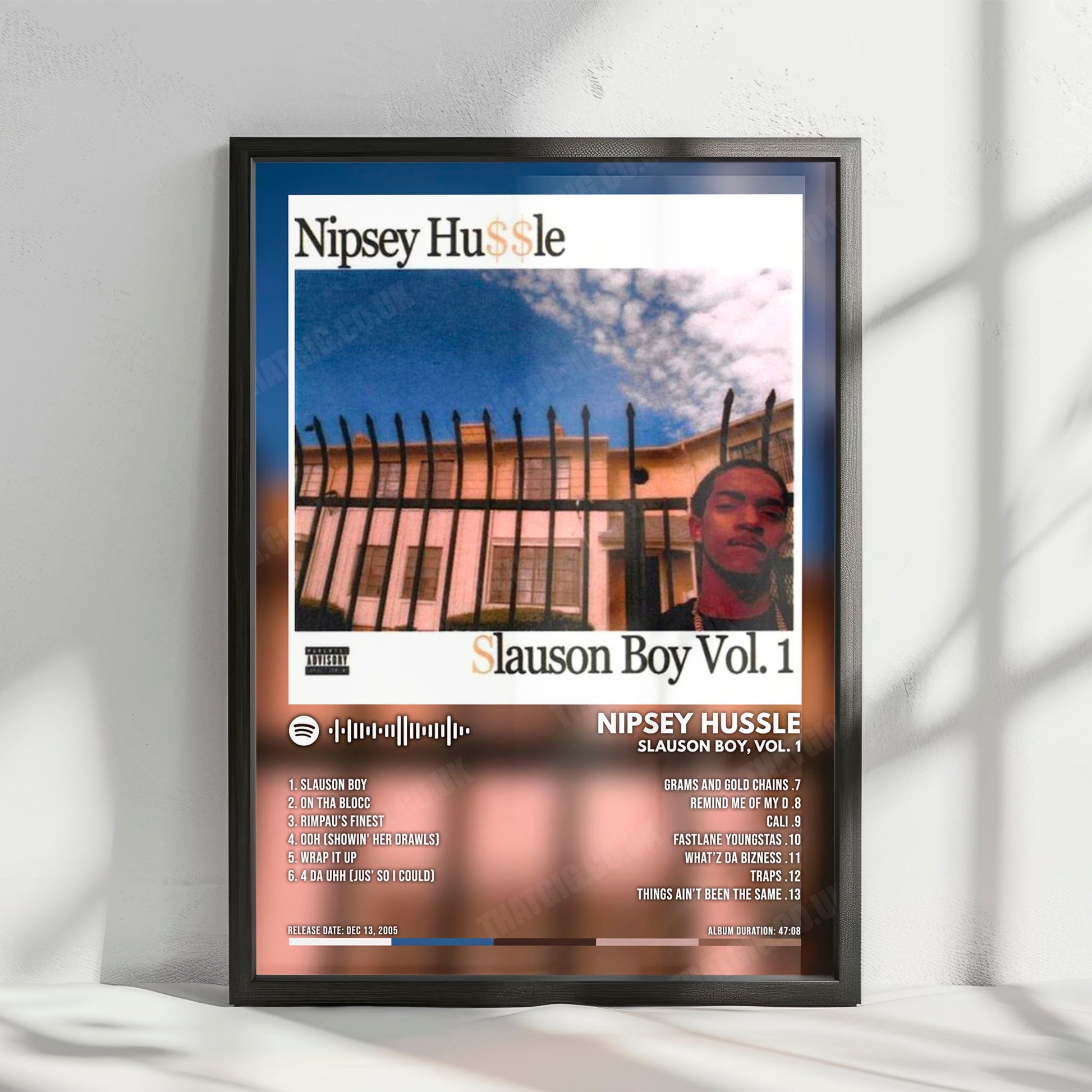 Nipsey Hussle "Slauson Boy, Vol. 1" Album Cover Poster - with Complete Tracklist