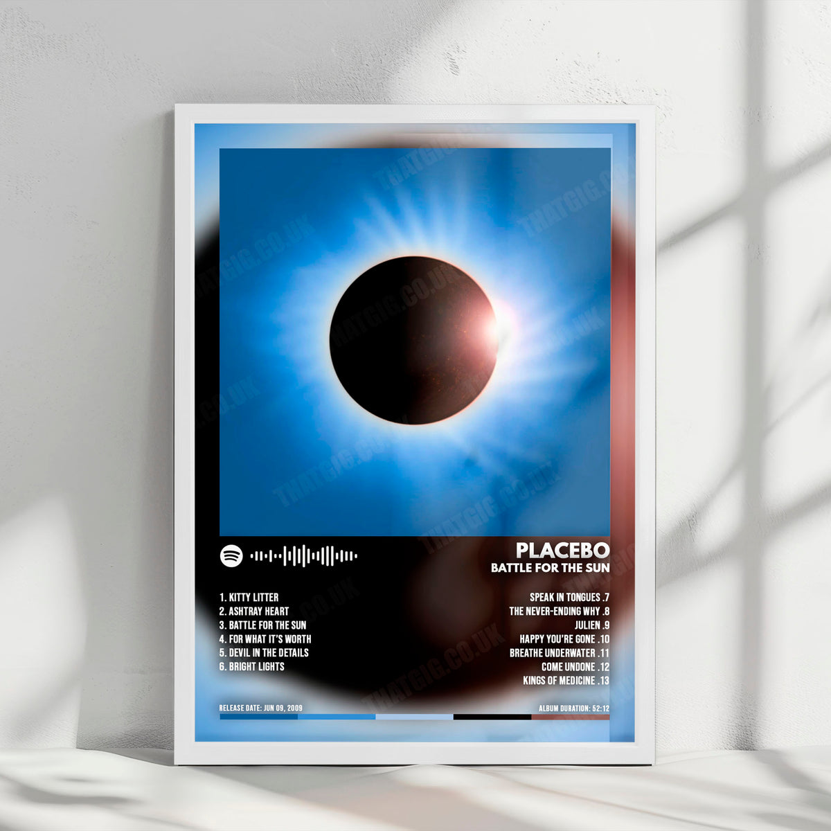 Placebo "Battle for the Sun" Album Cover Poster - with Complete Tracklist