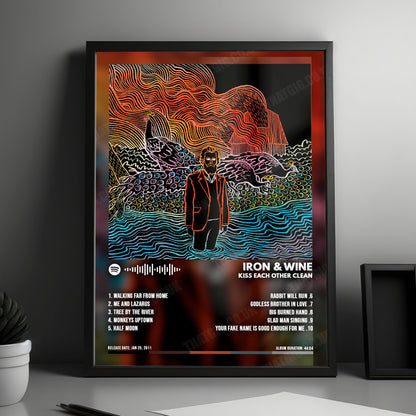 Iron & Wine "Kiss Each Other Clean" Album Cover Poster - with Complete Tracklist