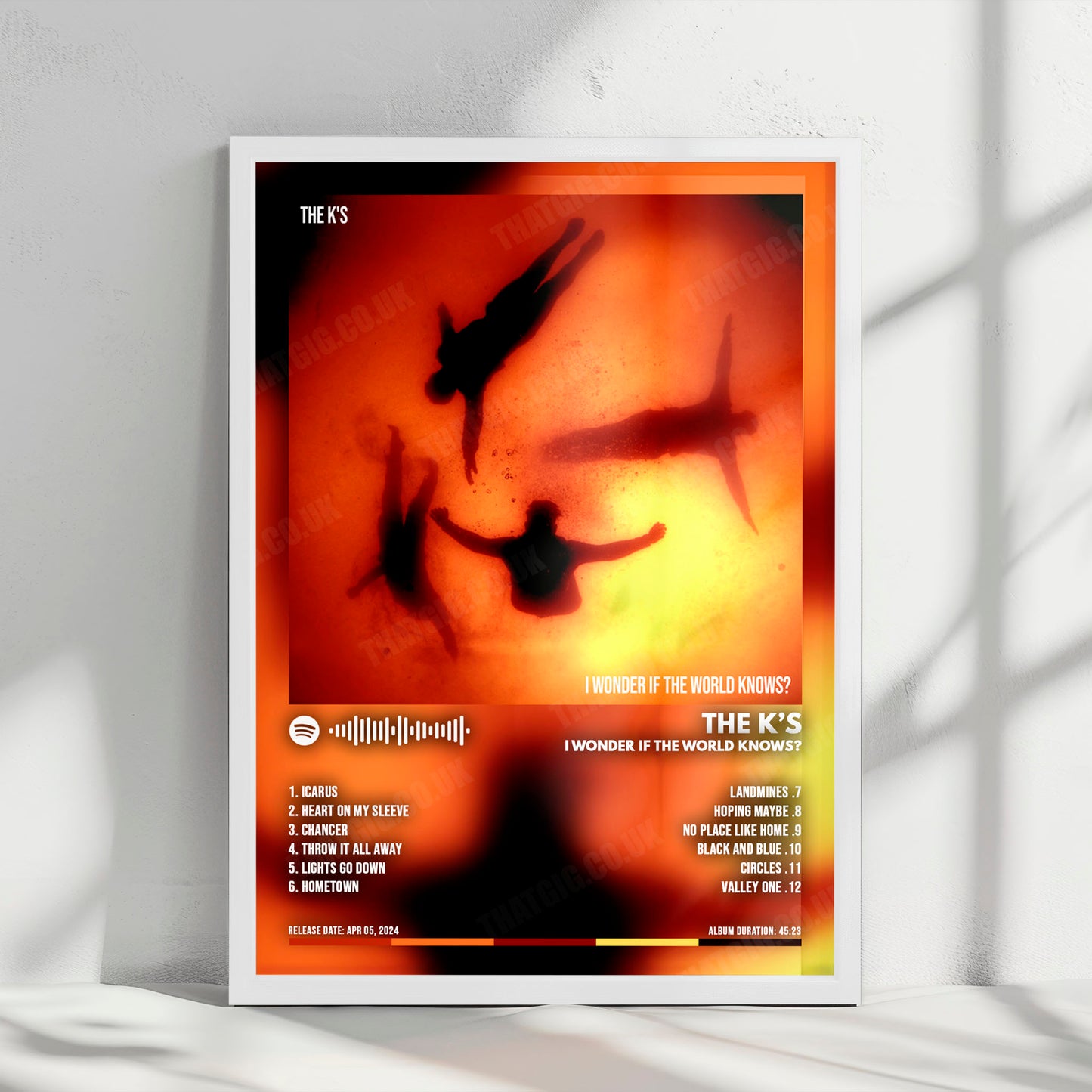 The K's "I wonder if the world knows " Album Cover Poster - with Complete Tracklist