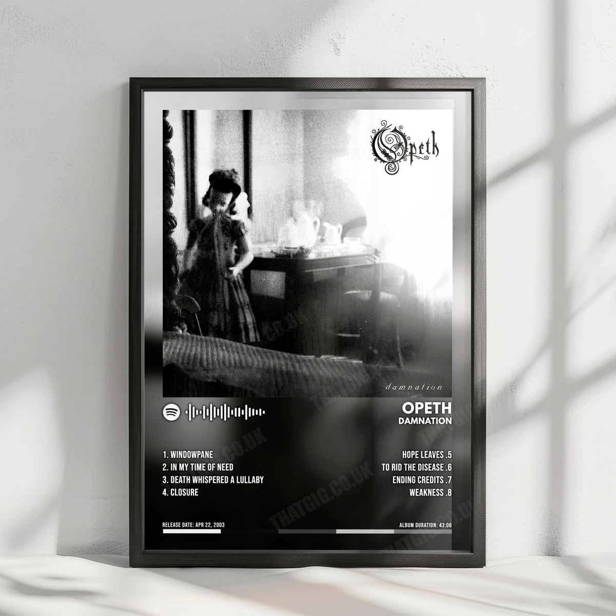 Opeth "Damnation" Album Cover Poster - with Complete Tracklist