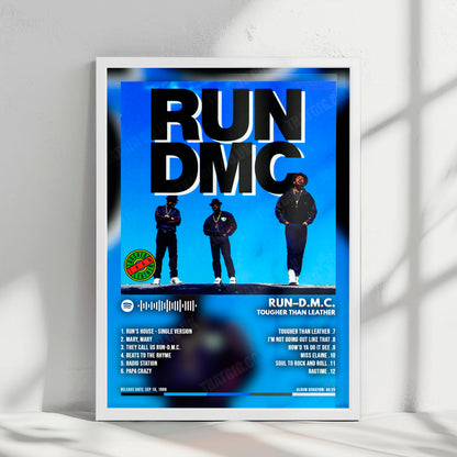 Run DMC "Tougher Than Leather" Album Cover Poster - with Complete Tracklist