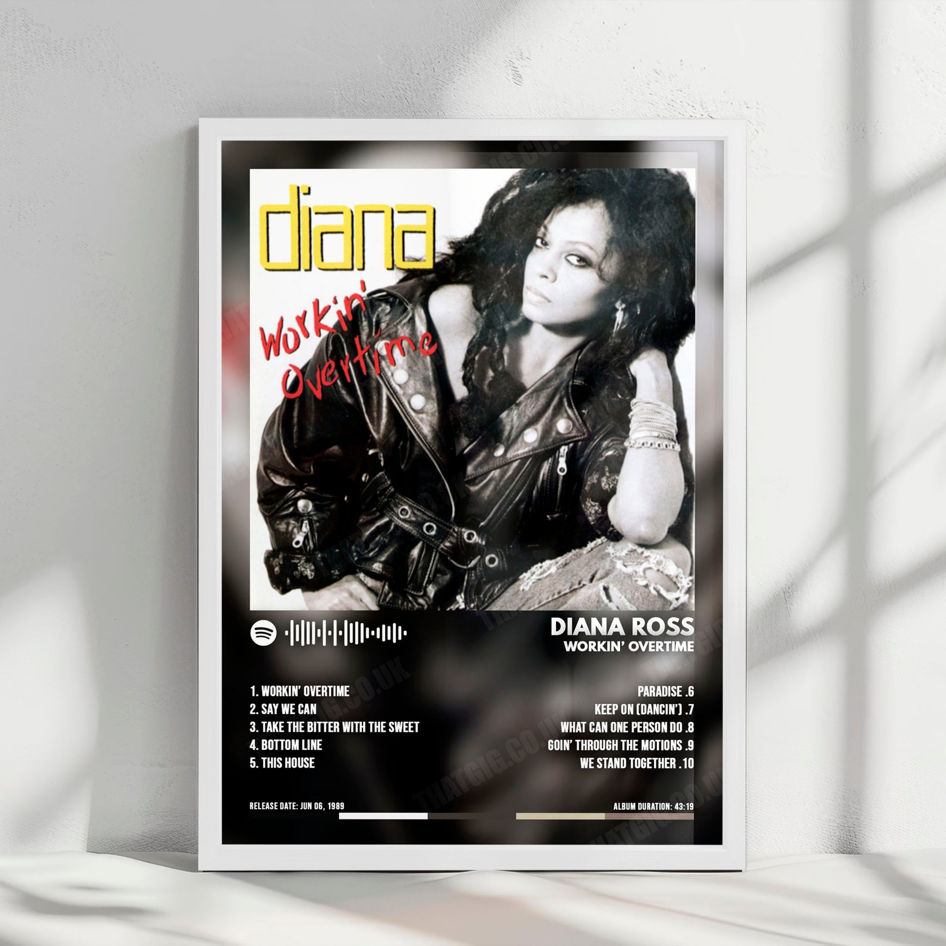 Diana Ross "Workin' Overtime" Album Cover Poster - with Complete Tracklist
