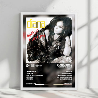Diana Ross "Workin' Overtime" Album Cover Poster - with Complete Tracklist