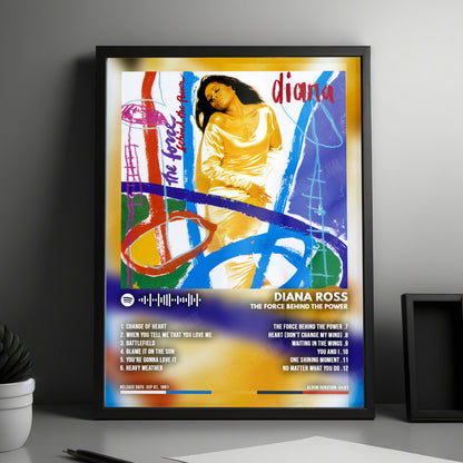 Diana Ross "The Force Behind the Power" Album Cover Poster - with Complete Tracklist
