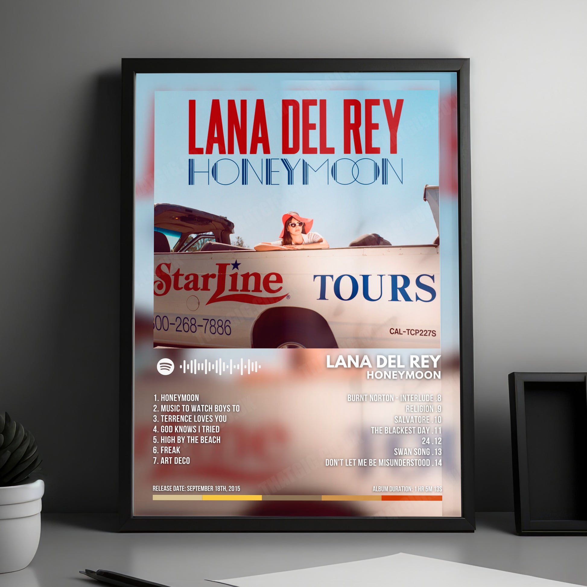 Lana Del Rey "Honeymoon" Album Cover Poster - with Complete Tracklist