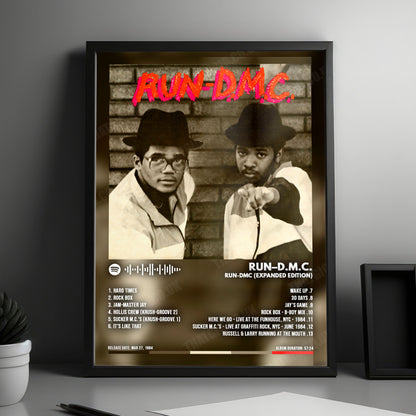 Run DMC "RUN-DMC (Expanded Edition)" Album Cover Poster - with Complete Tracklist