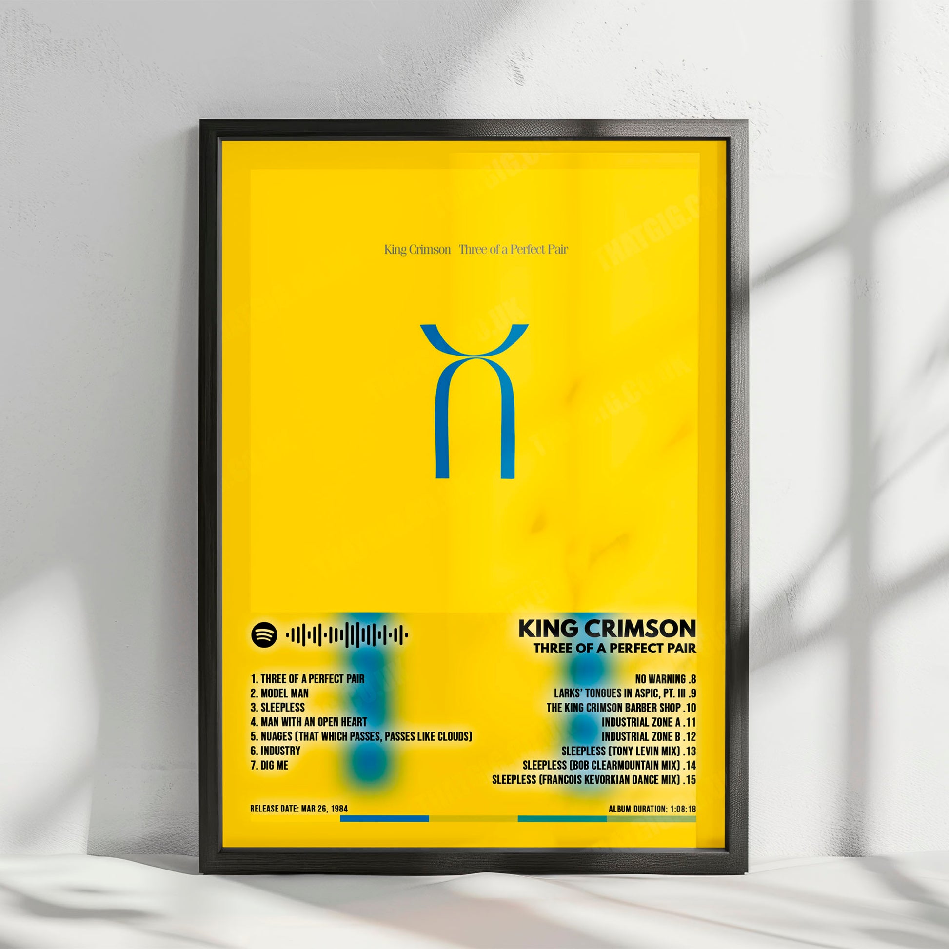 King Crimson "Three of a Perfect Pair" Album Cover Poster - with Complete Tracklist