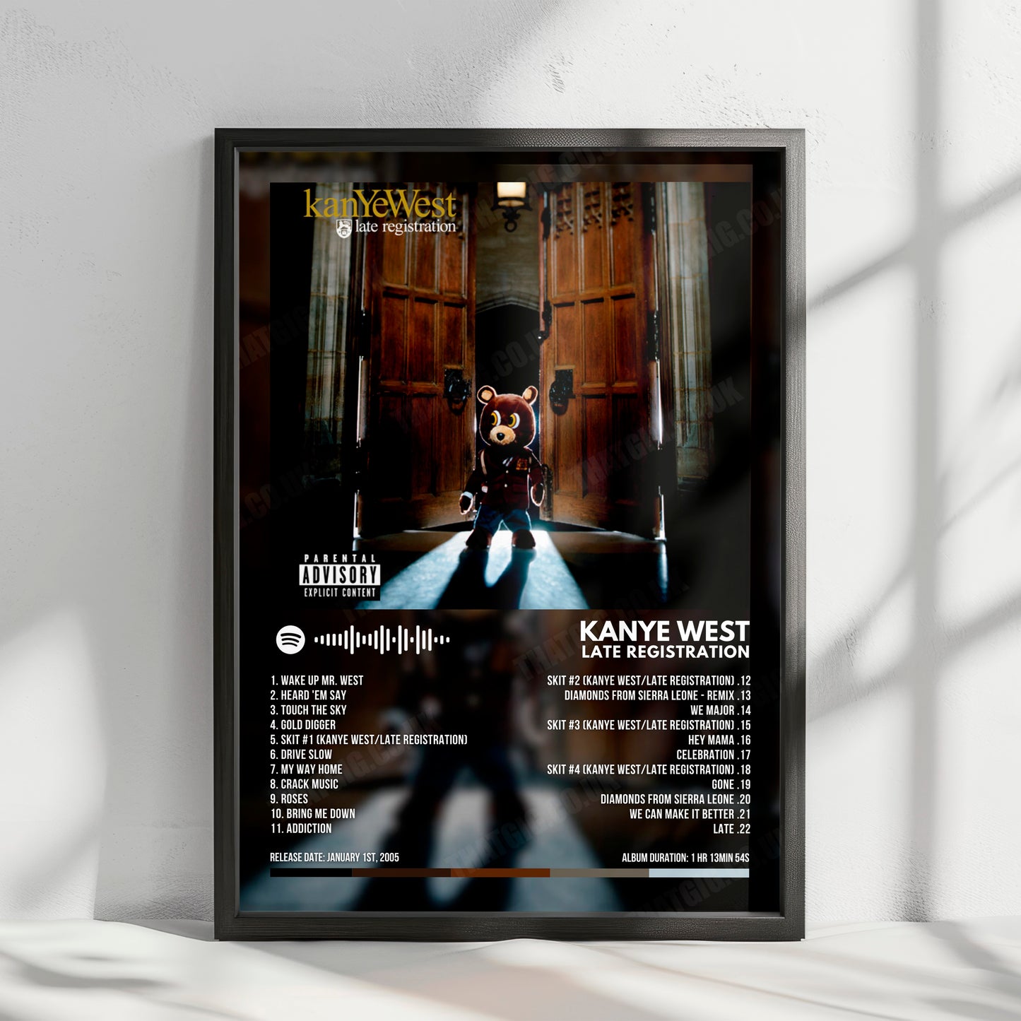 Kanye West "Late Registration" Album Cover Poster - with Complete Tracklist