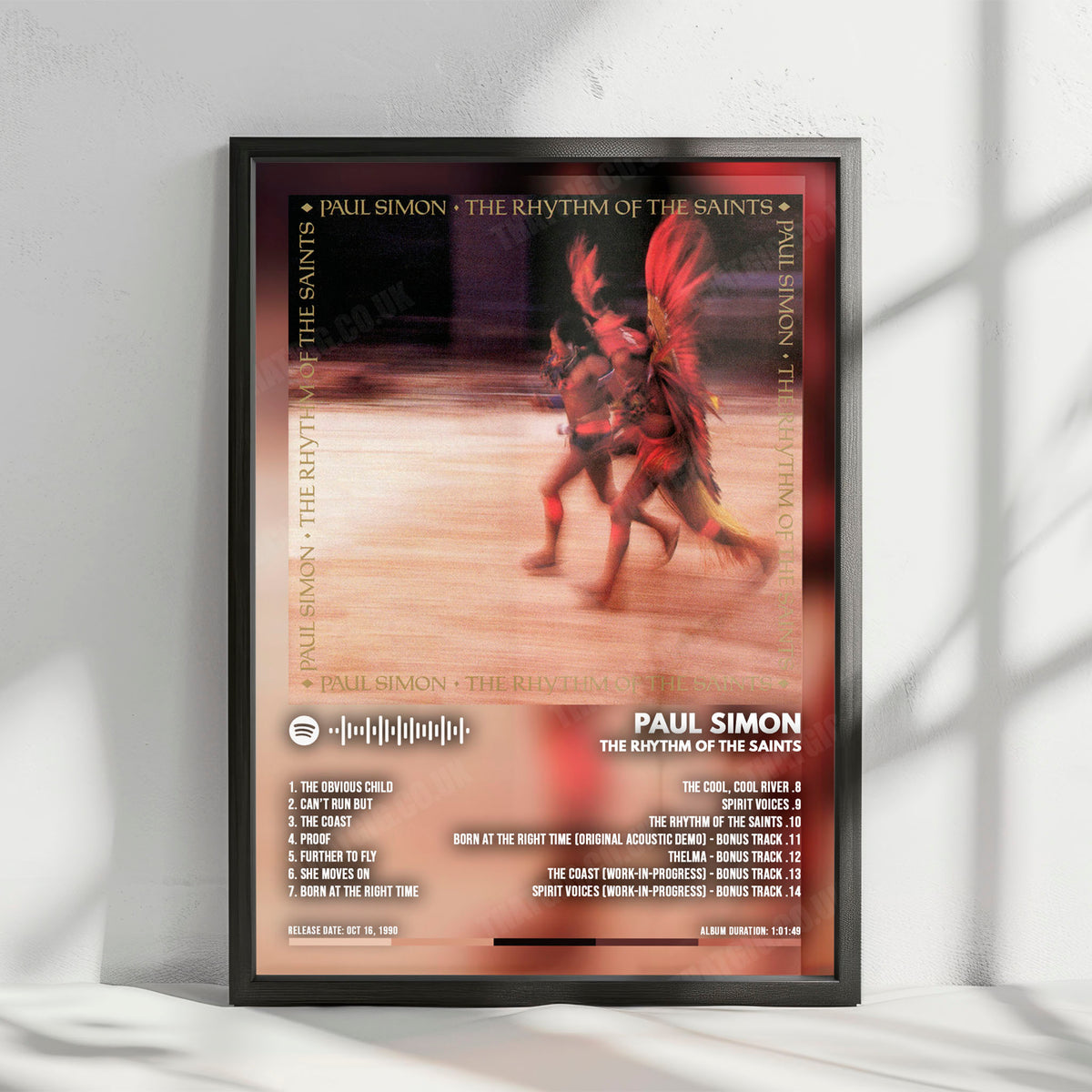 Paul Simon "The Rhythm Of The Saints" Album Cover Poster - with Complete Tracklist