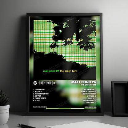 Matt Pond PA "The Green Fury" Album Cover Poster - with Complete Tracklist