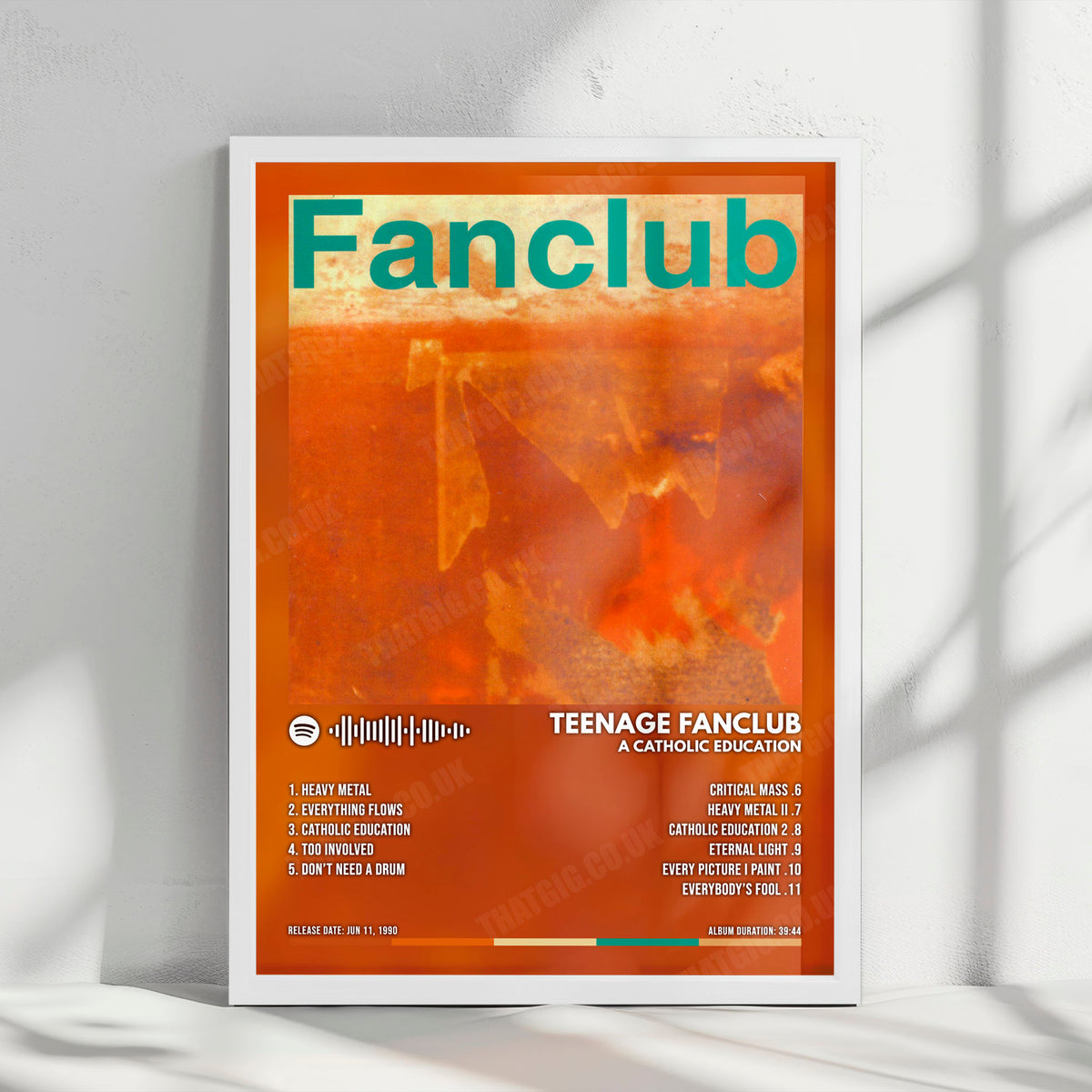 Teenage Fanclub "A Catholic Education" Album Cover Poster - with Complete Tracklist