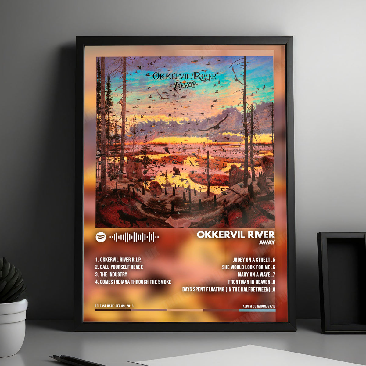 Okkervil River "Away" Album Cover Poster - with Complete Tracklist
