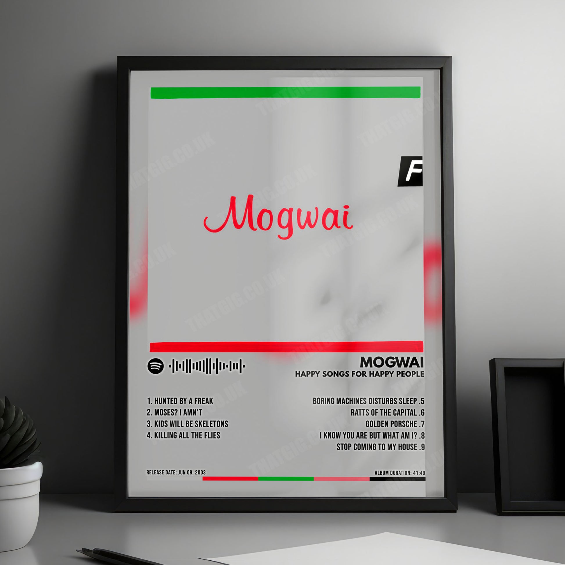 Mogwai "Happy Songs for Happy People" Album Cover Poster - with Complete Tracklist