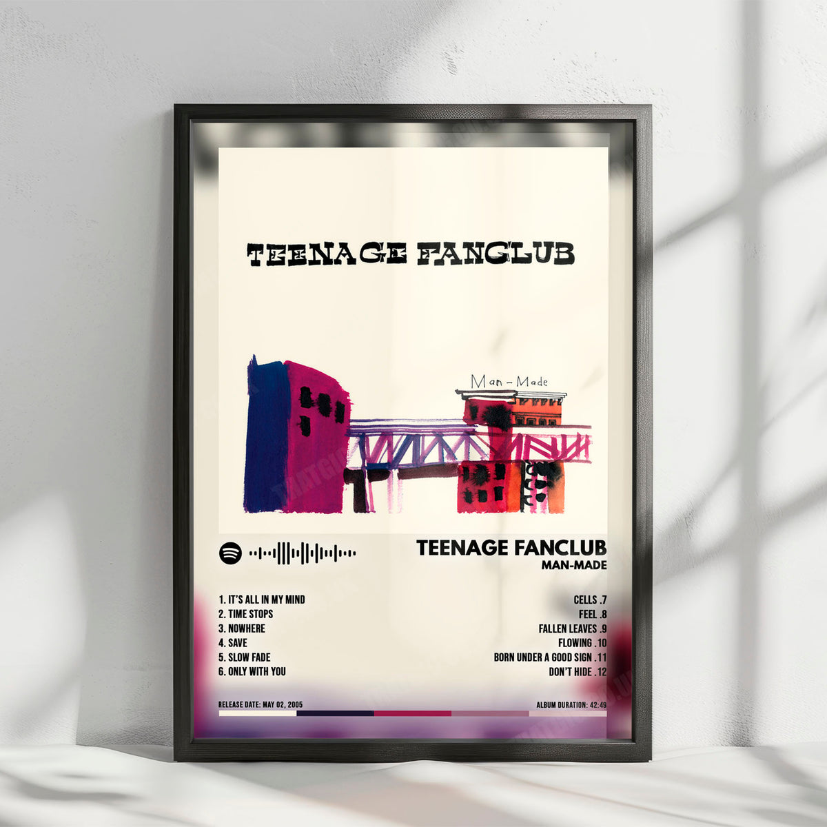 Teenage Fanclub "Man-Made" Album Cover Poster - with Complete Tracklist