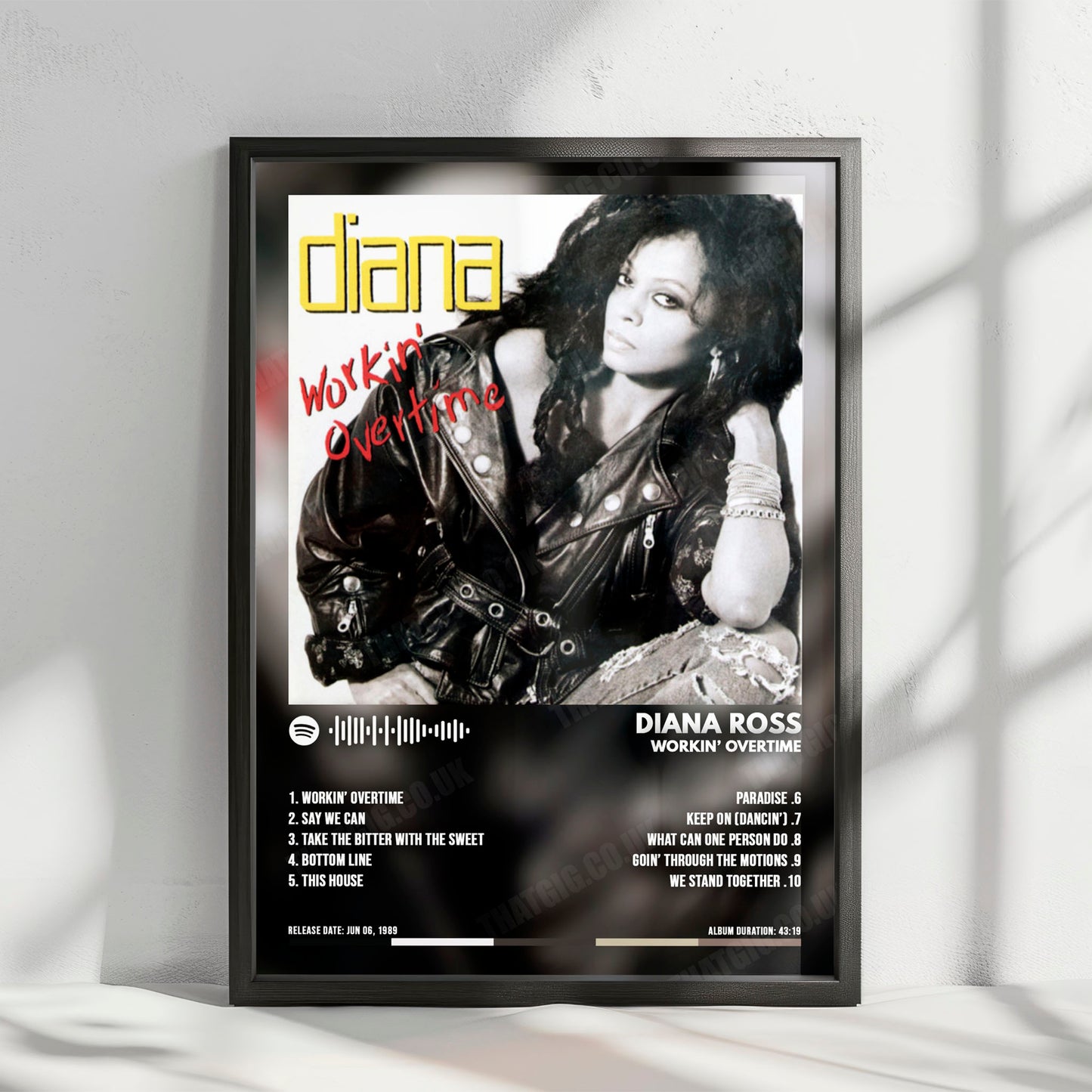 Diana Ross "Workin' Overtime" Album Cover Poster - with Complete Tracklist