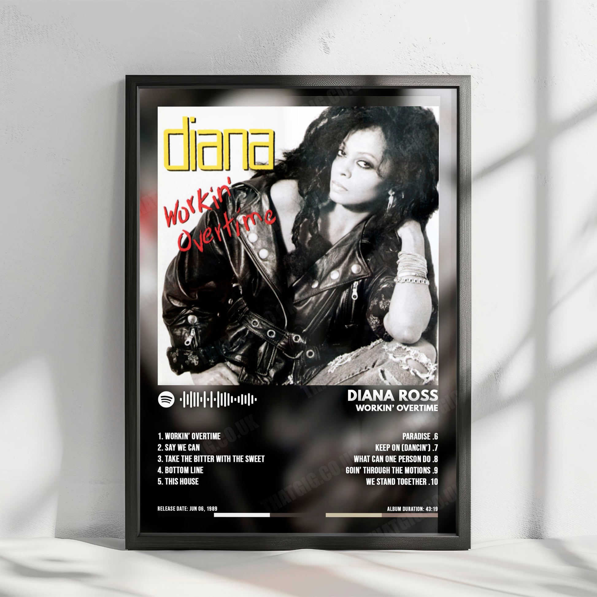 Diana Ross "Workin' Overtime" Album Cover Poster - with Complete Tracklist
