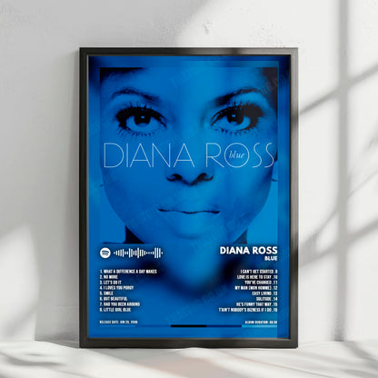 Diana Ross "Blue" Album Cover Poster - with Complete Tracklist