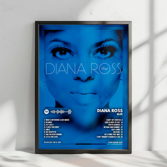 Diana Ross "Blue" Album Cover Poster - with Complete Tracklist