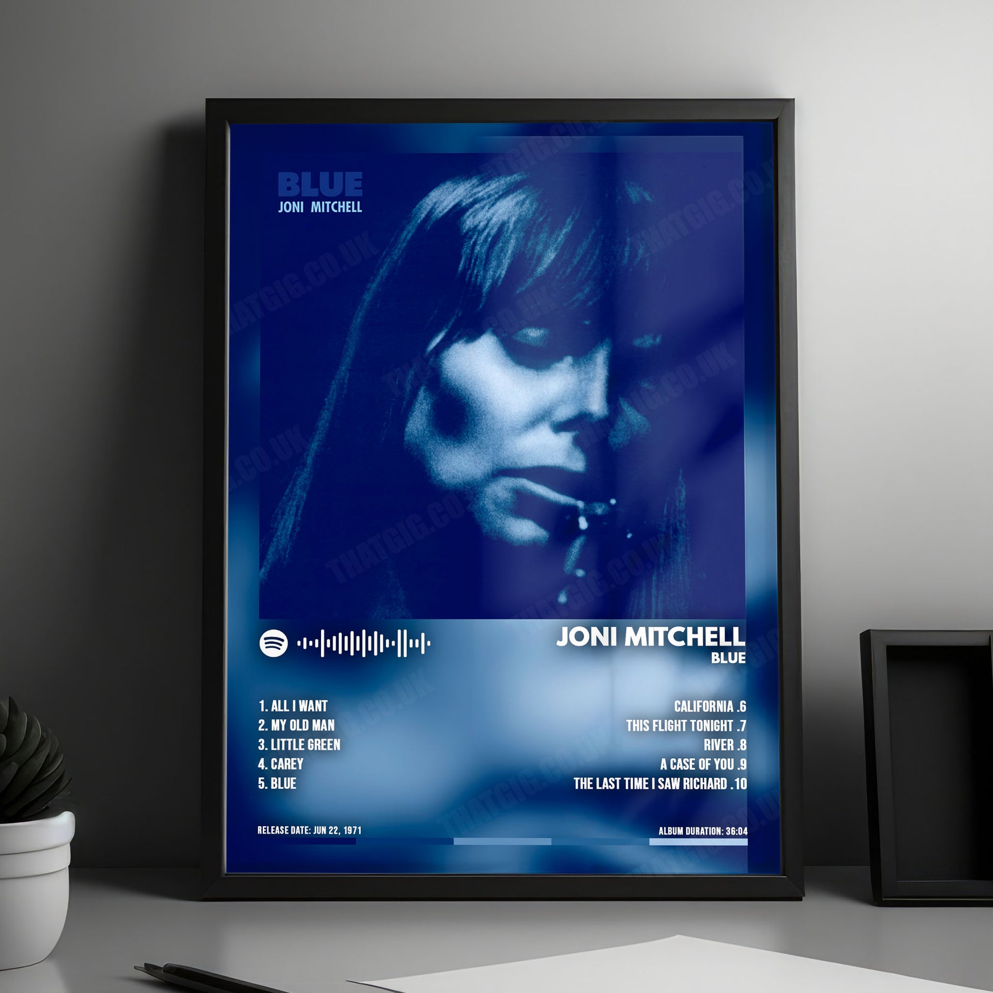 Joni Mitchell "Blue " Album Cover Poster - with Complete Tracklist