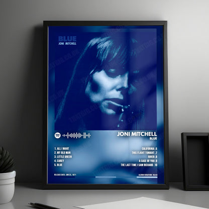 Joni Mitchell "Blue " Album Cover Poster - with Complete Tracklist