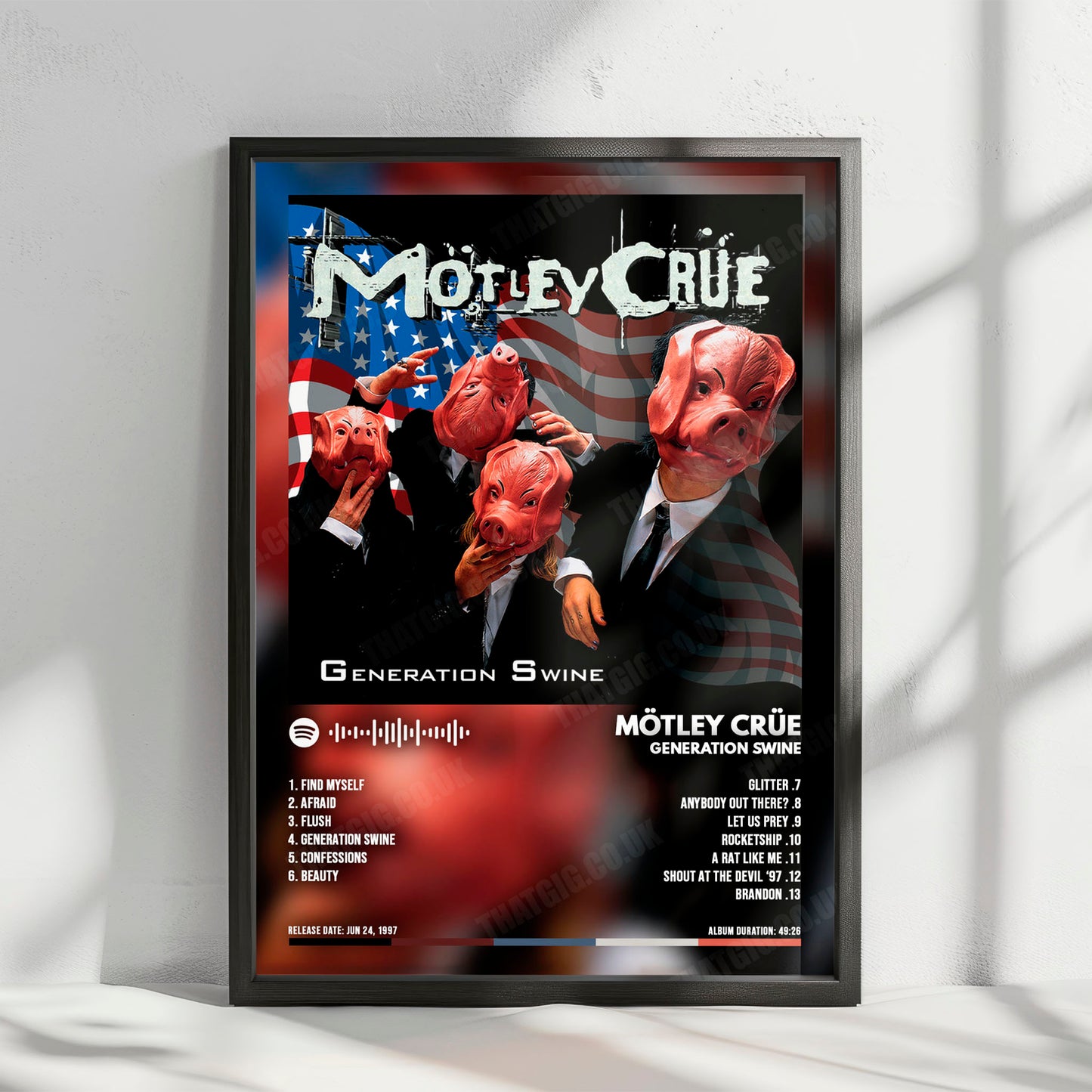 Mötley Crüe "Generation Swine" Album Cover Poster - with Complete Tracklist
