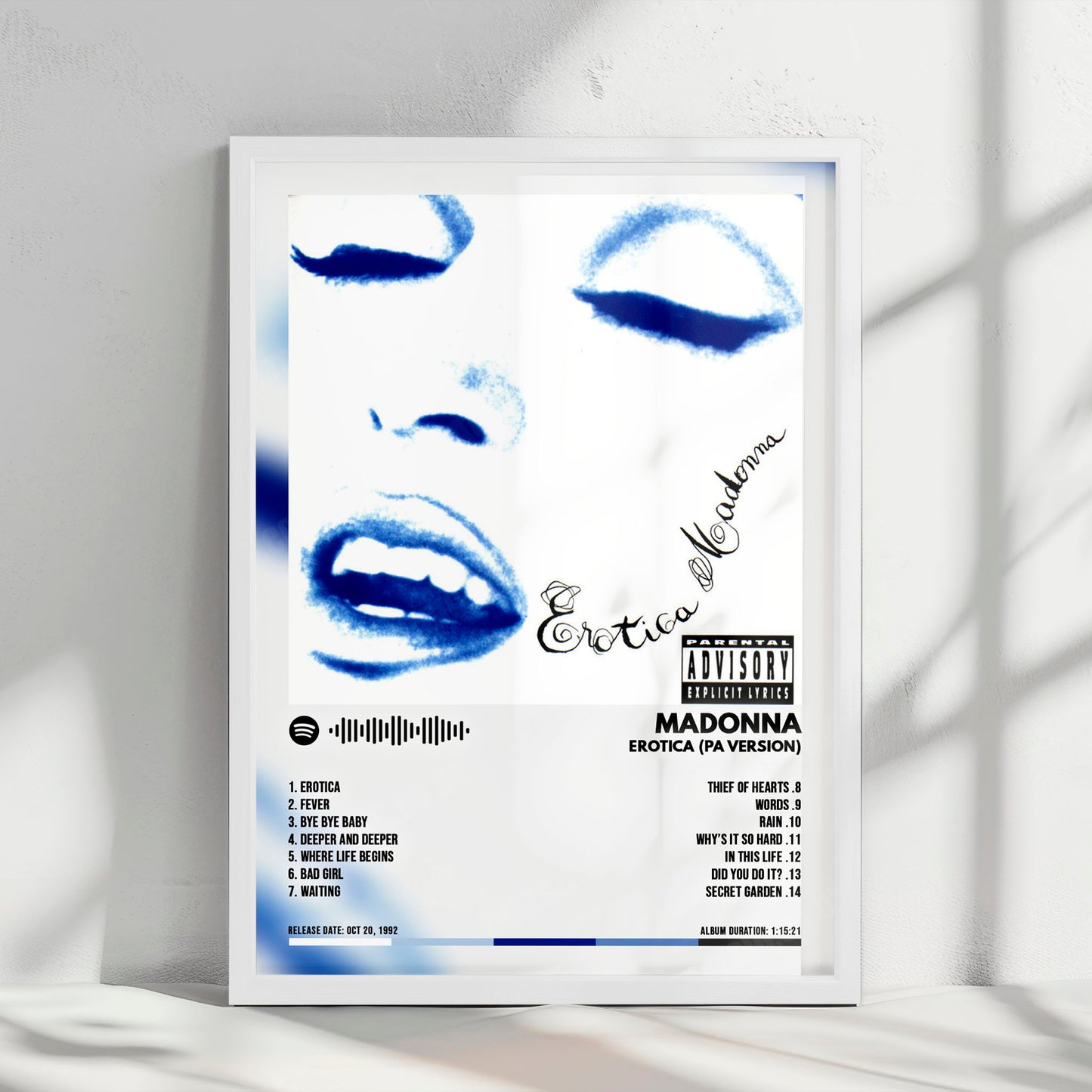 Madonna "Erotica (PA Version)" Album Cover Poster - with Complete Tracklist