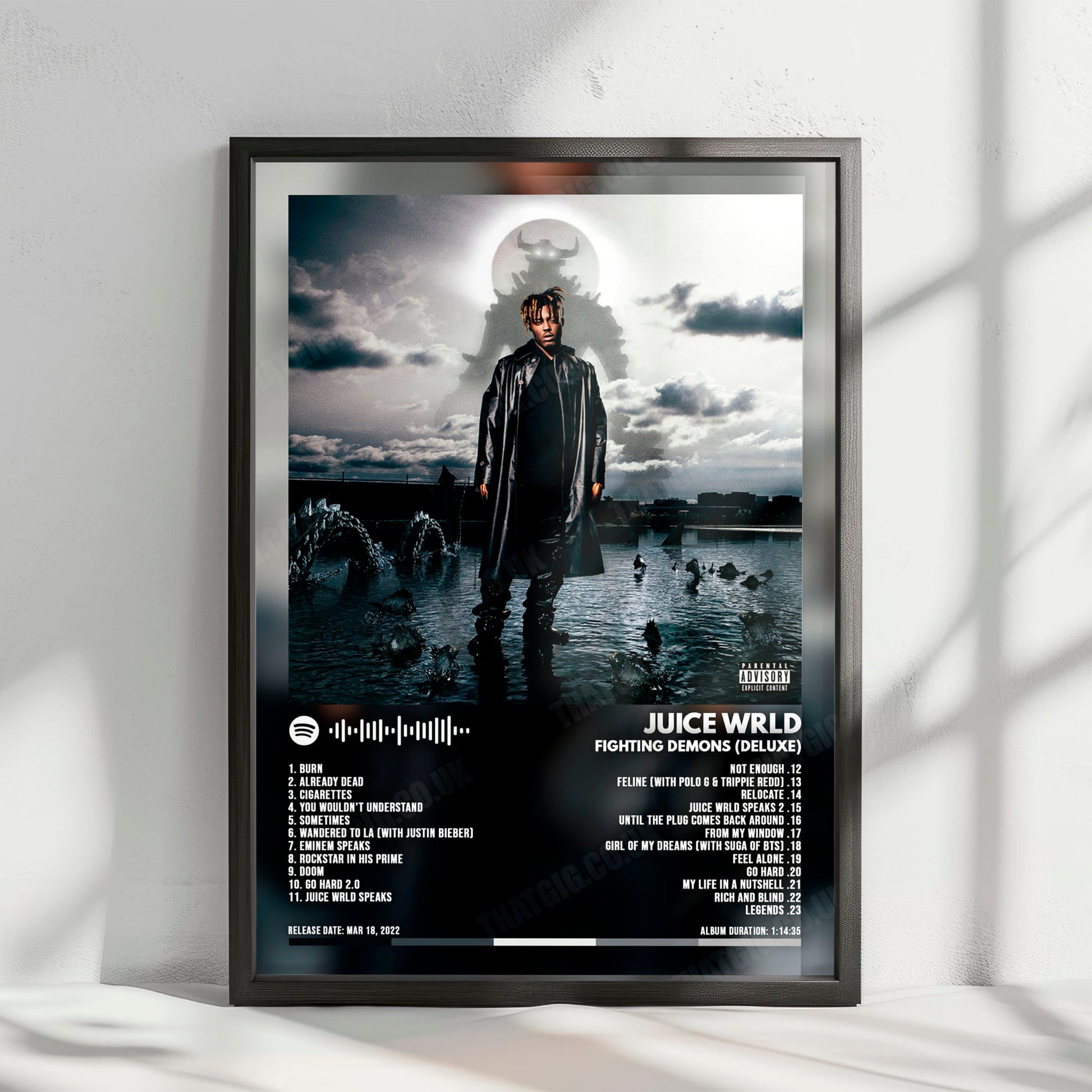 Juice WRLD "Fighting Demons (Deluxe)" Album Cover Poster - with Complete Tracklist