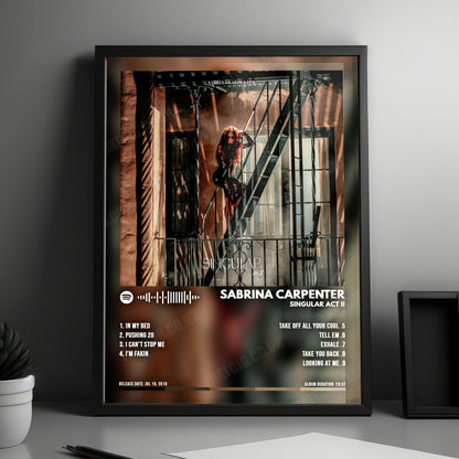 Sabrina Carpenter "Singular Act II" Album Cover Poster - with Complete Tracklist