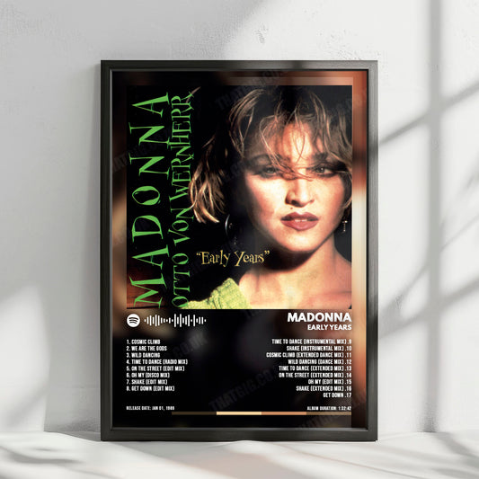 Madonna "Early Years" Album Cover Poster - with Complete Tracklist