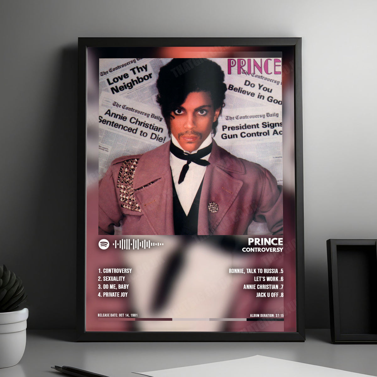 Prince "Controversy" Album Cover Poster - with Complete Tracklist