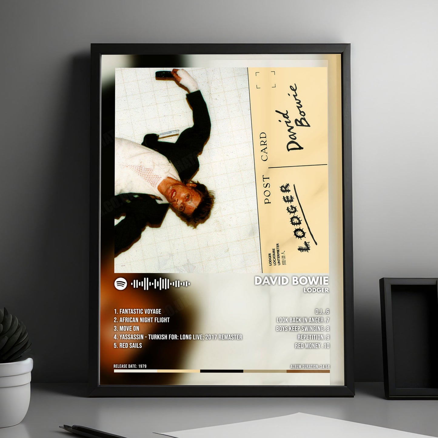 David Bowie "Lodger" Album Cover Poster - with Complete Tracklist