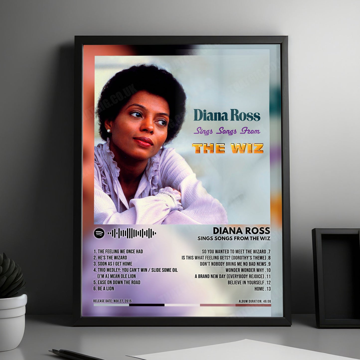 Diana Ross "Sings Songs From The Wiz" Album Cover Poster - with Complete Tracklist