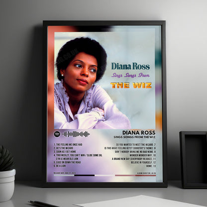 Diana Ross "Sings Songs From The Wiz" Album Cover Poster - with Complete Tracklist