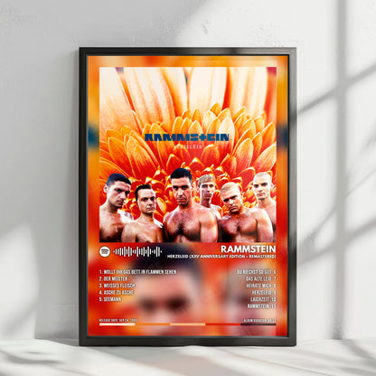 Rammstein "Herzeleid (XXV Anniversary Edition - Remastered)" Album Cover Poster - with Complete Tracklist