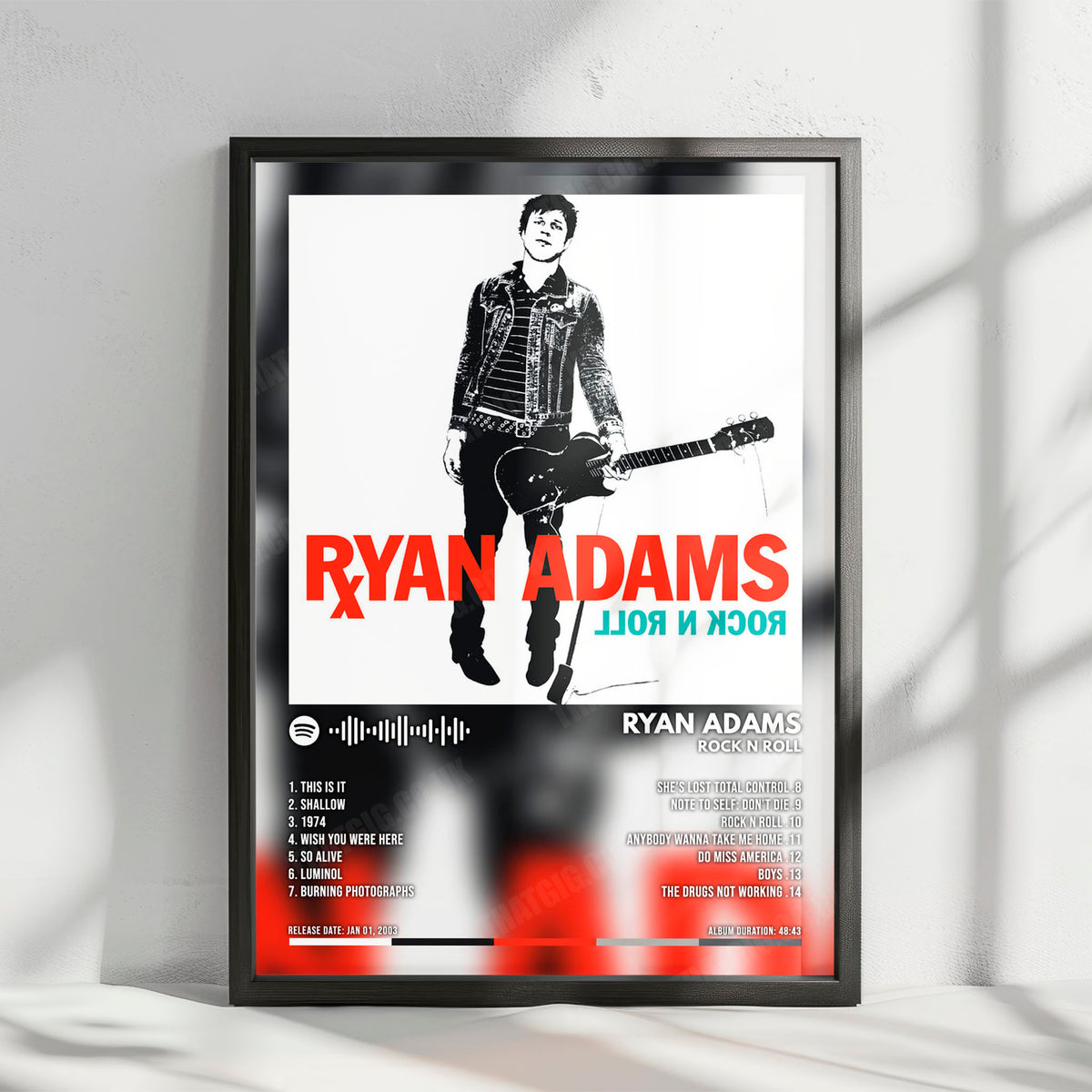Ryan Adams "Rock N Roll" Album Cover Poster - with Complete Tracklist