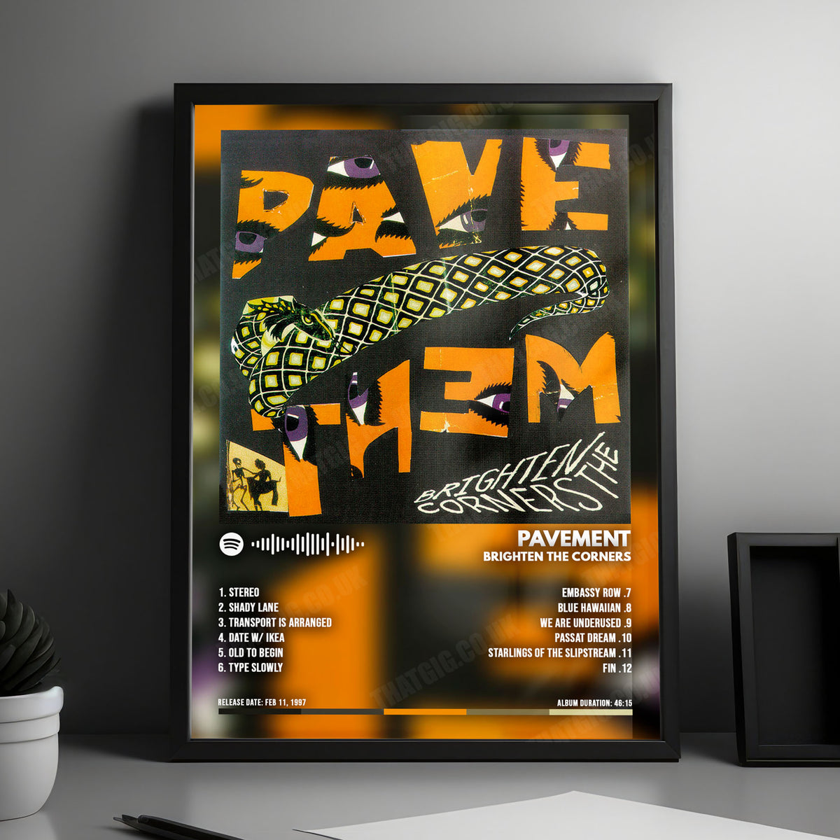 Pavement "Brighten the Corners" Album Cover Poster - with Complete Tracklist