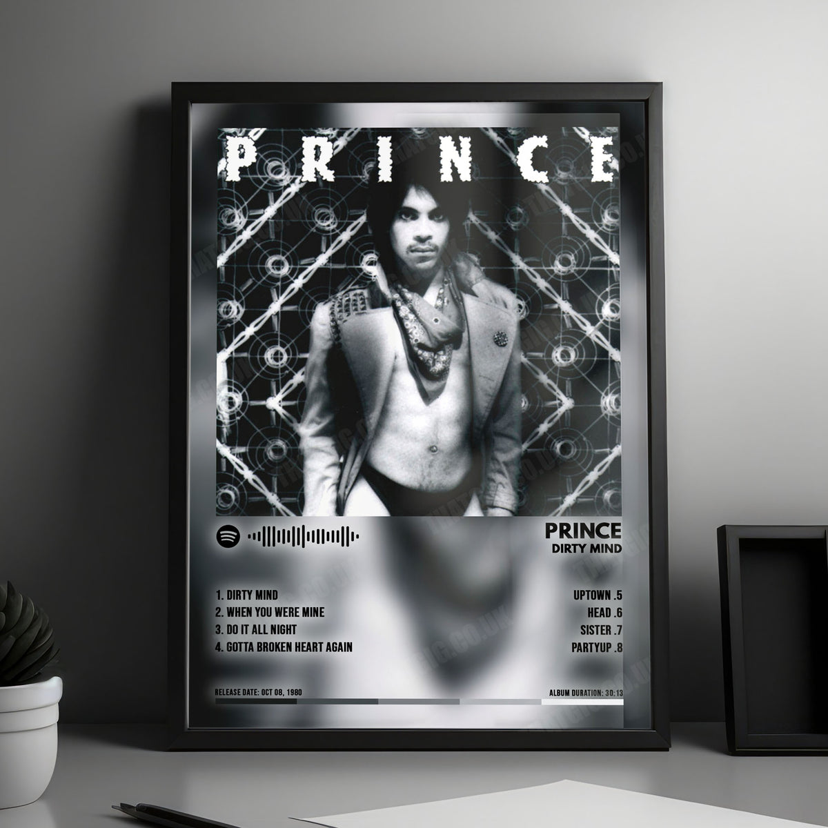 Prince "Dirty Mind" Album Cover Poster - with Complete Tracklist