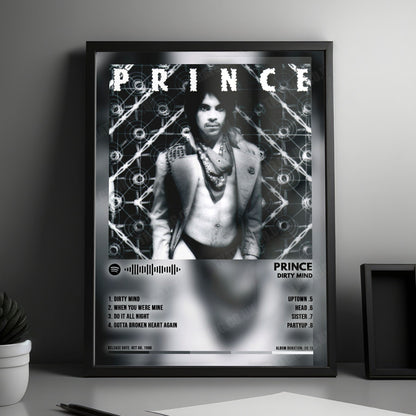 Prince "Dirty Mind" Album Cover Poster - with Complete Tracklist